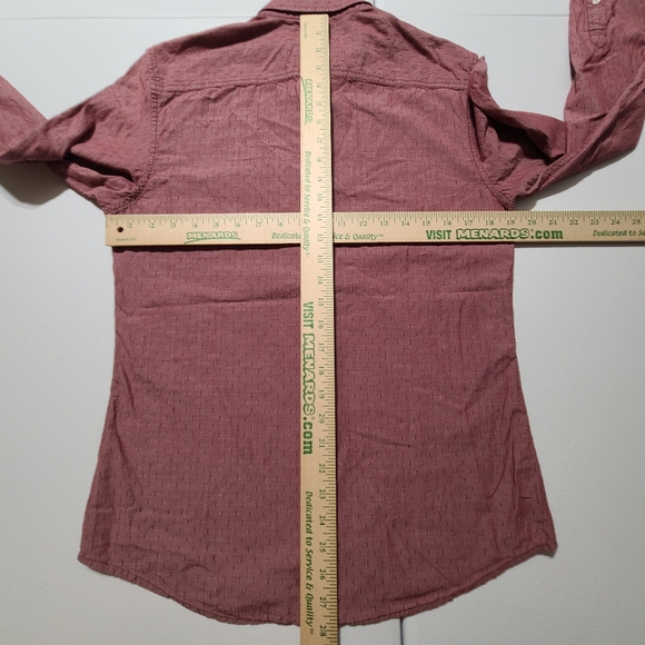 Armani Exchange Slim Fit Mens Medium Burgundy Red Long Sleeve Button Front Shirt - Picture 4 of 5